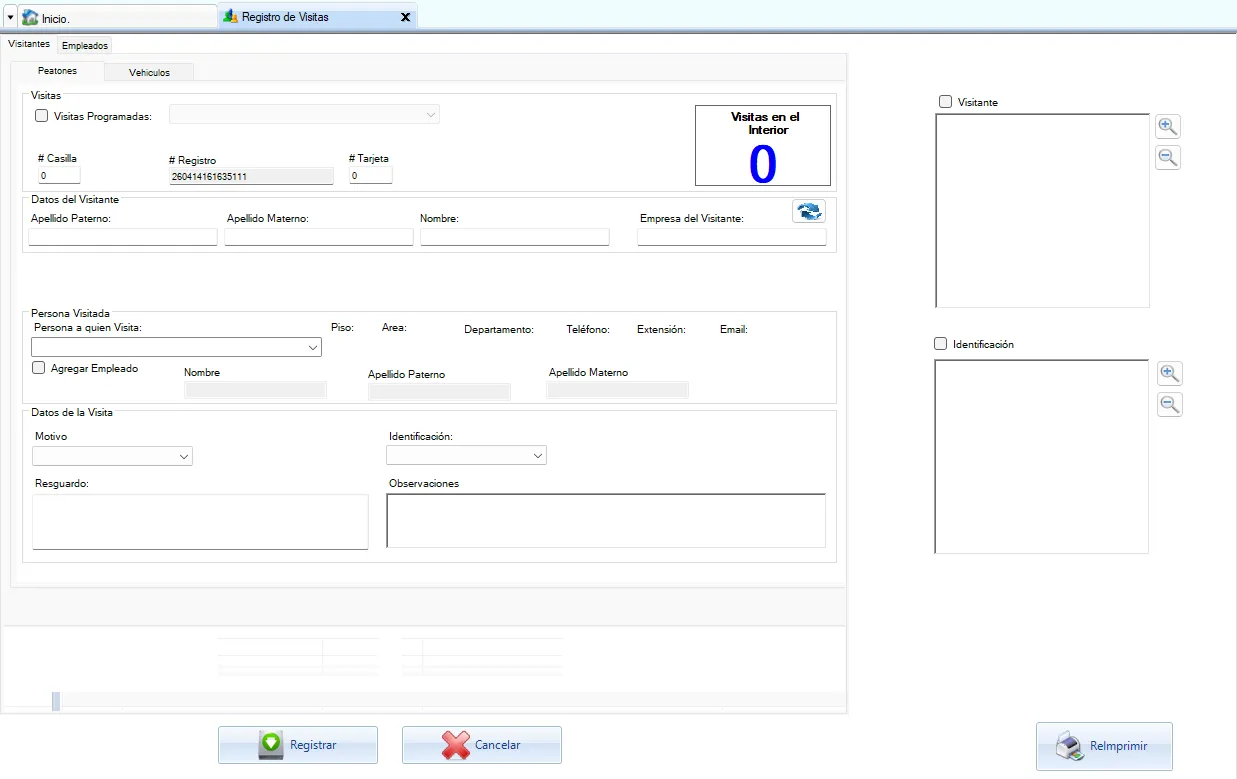 Interfaz de registro de visitas de UR-Secure Guest+
