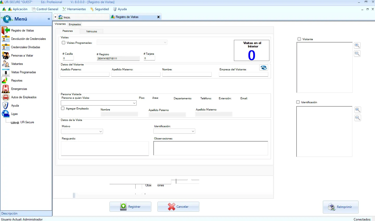Interfaz de UR-Secure Guest+